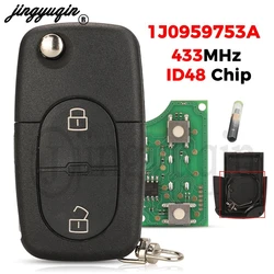 Jingyuqin per VW Volkswagen Golf 4 Passat MK4 Seat Skoda Flip Remote Smart Key 433Mhz ID48 Chip HU66 Blade Fob muslimate