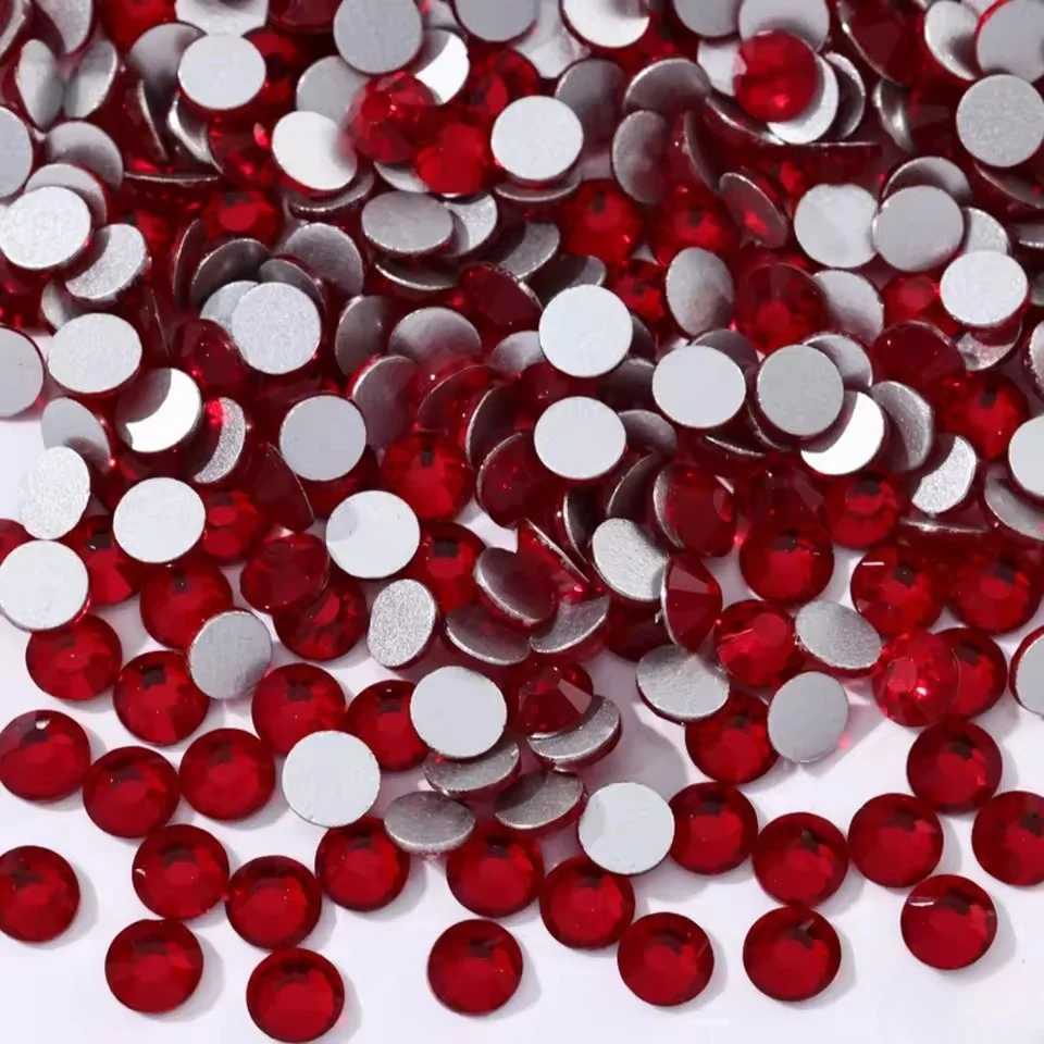 سيام الأحمر SS3-SS30 زجاج كريستال بريق مسمار الفن زينة الفضة أحجار الراين المسطحة غير الإصلاح لتقوم بها بنفسك حقيبة الأحذية الكريستال #5