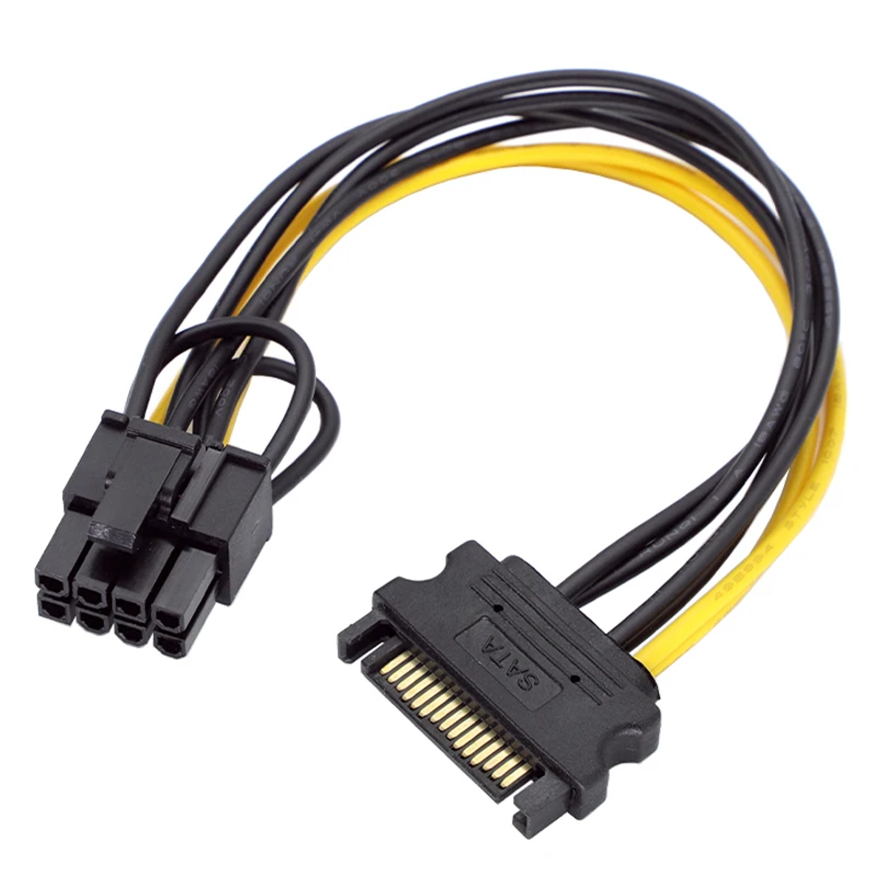 NEW SATA Male 15pin to 8pin (6+2) PCI-E Power Supply Cable Converter Adapter For Graphic Video Card GPU 6PIN+2PIN Extend Cord