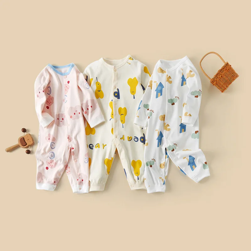 

Boys and Girls Baby Bodysuit Spring and Autumn Pure Cotton Newborn Harper Long Sleeve Printed Infant Spring and Autumn