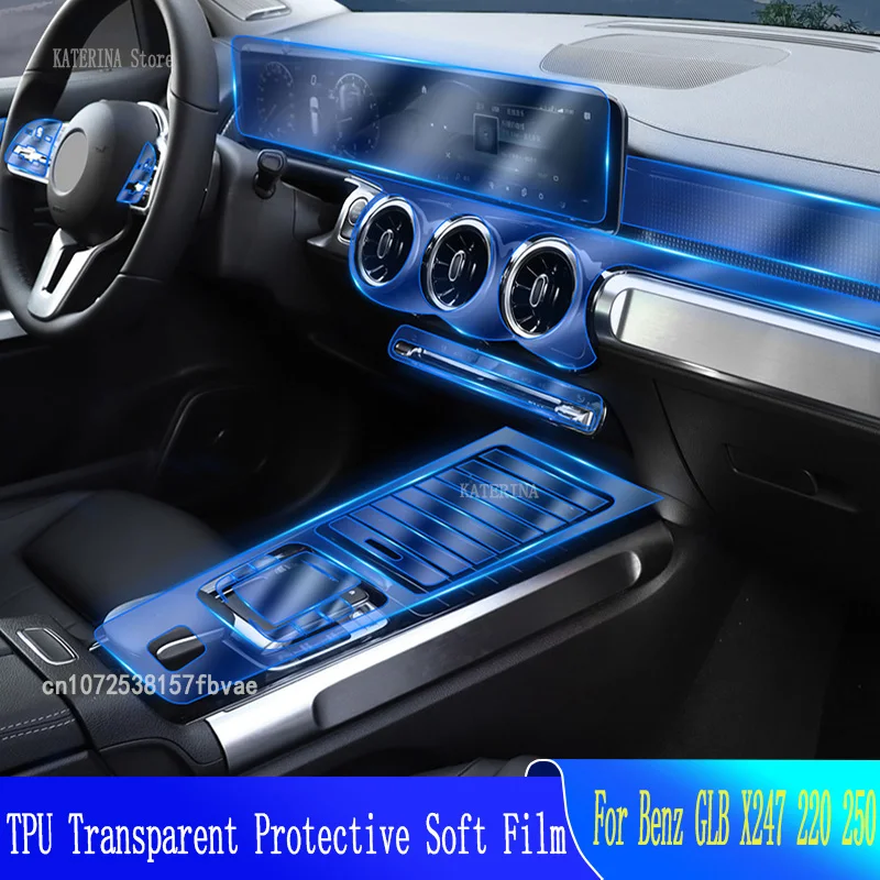 

For Benz GLB X247 220 250(2019-2021)Car Interior Gearpanel Dashboard Gps Navigation Screen Transparent TPU Protective Film