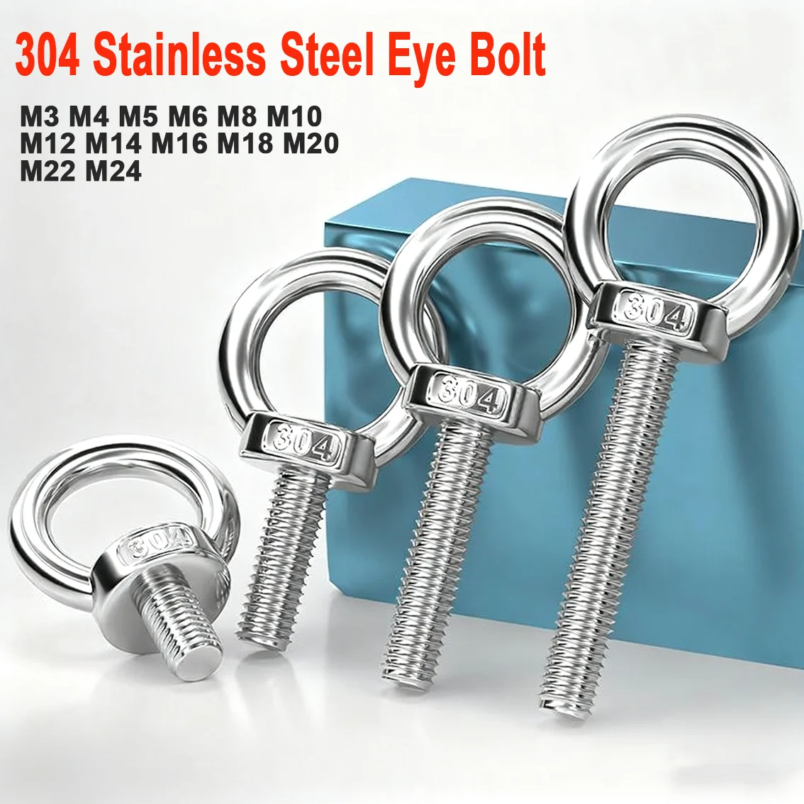 Heavy Duty Lifting Eye Bolt Ring 304 Stainless Steel Crane Rigging Hardware Accessories  M3-M8 M10 M12 M14 M16 M18 M20 M22 M24