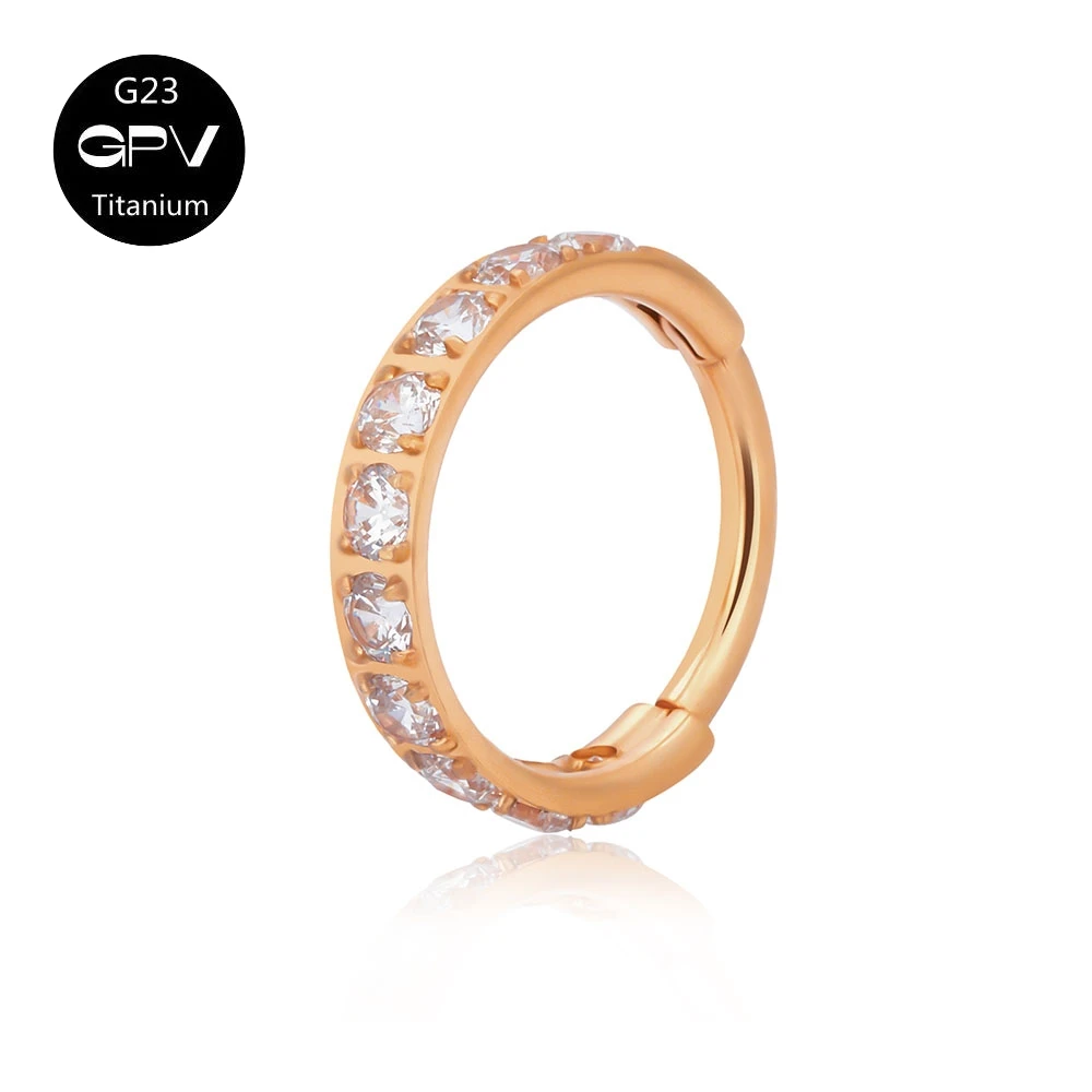 Luxus Quadrat Zirkon G23 Titan Nasenring Vakuum Vergoldet Punk Piercing Schmuck Septum Ring Ohrringe Für Männer Und Frauen