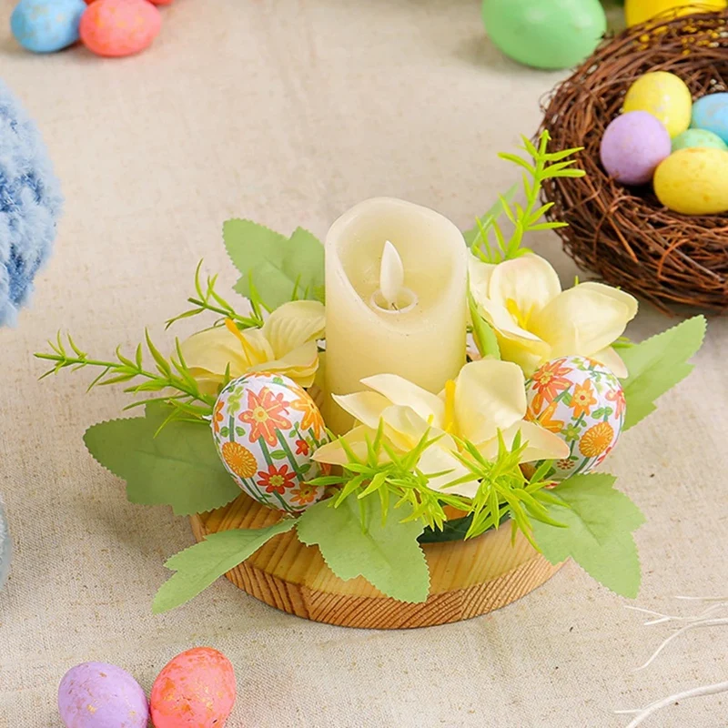 قطعة مركزية لطاولة إكليل بيضة عيد الفصح، ديكورات زهور عيد الفصح، إكليل ربيعي رائع للداخل