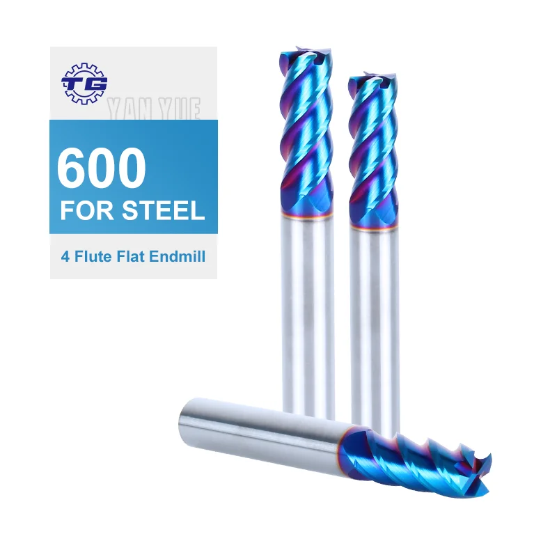 

Tg Steel Cast Iron General Machining Mill End Mills Carbide Milling Cutter Bano Blue Coating 4 Flute Flat Endmill
