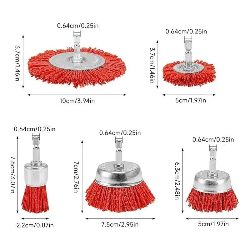 Nylon Filament Abrasive Cup Brush polishing brush set rust removal paint repair DIY Home Craftsmen Power Drill Brush Attachments