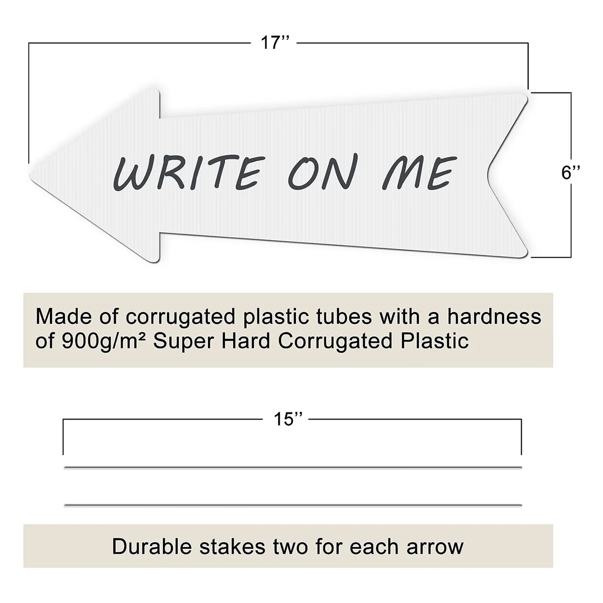 

B52C Пустые знаки со стрелками и кольями, 5 упаковок, 17 x 6 дюймов, белые пустые свадебные вывески для двора, знаки со стрелками