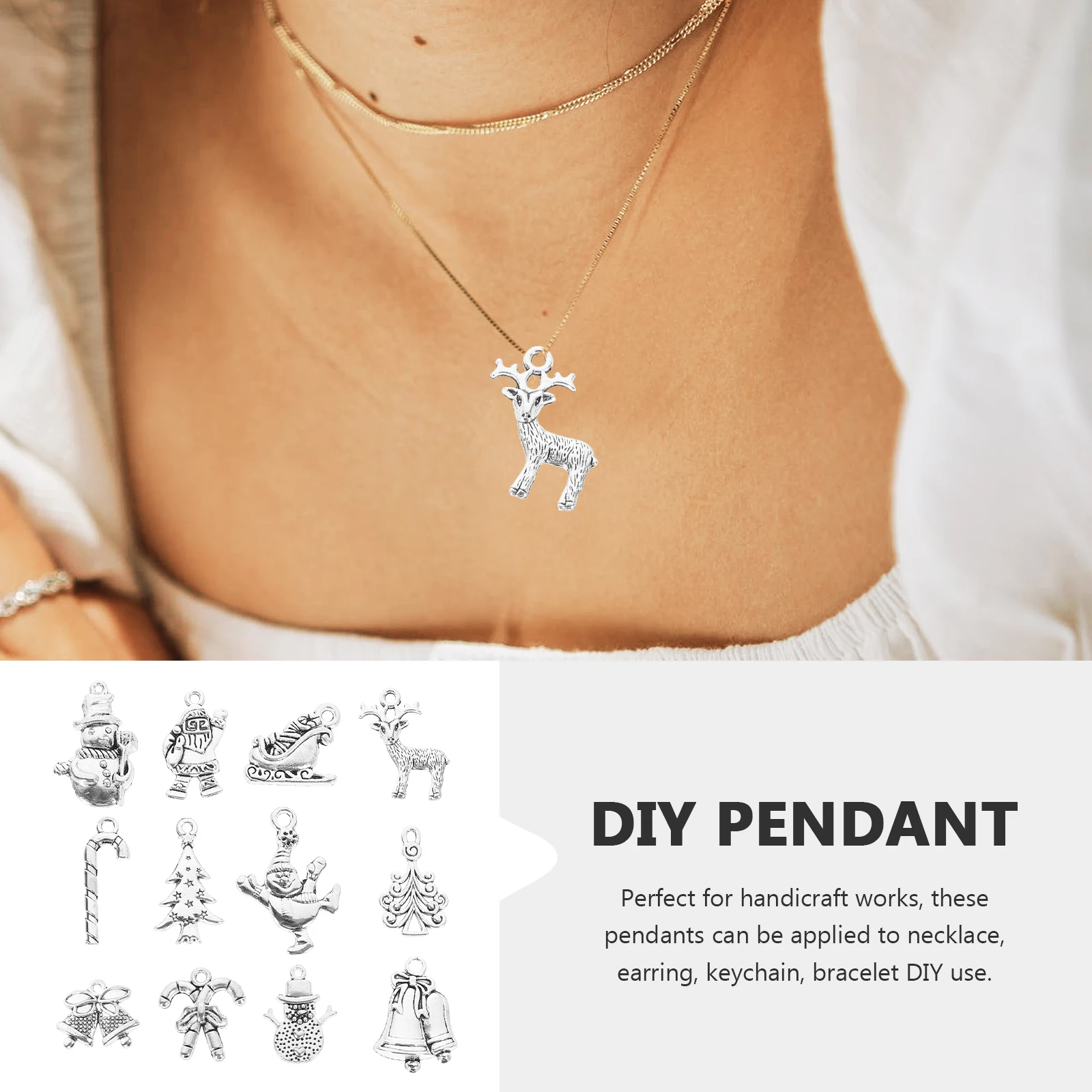 

12pcs Christmas Tree Charms Mini Pendant Ornaments DIY Jewelry Making Accessories Alloy Silver Charms for Necklaces Bracelets