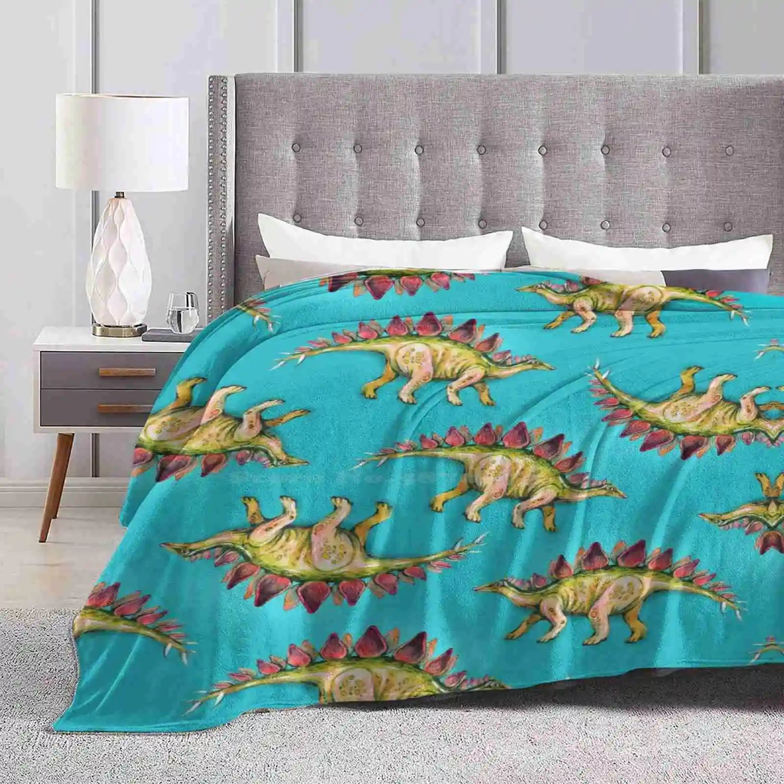 My Friend Stegosaurus Latest Super Soft Warm Light Thin Blanket Stegosaurus Dinosaur Blue Green Red Ancient Animal Reptile