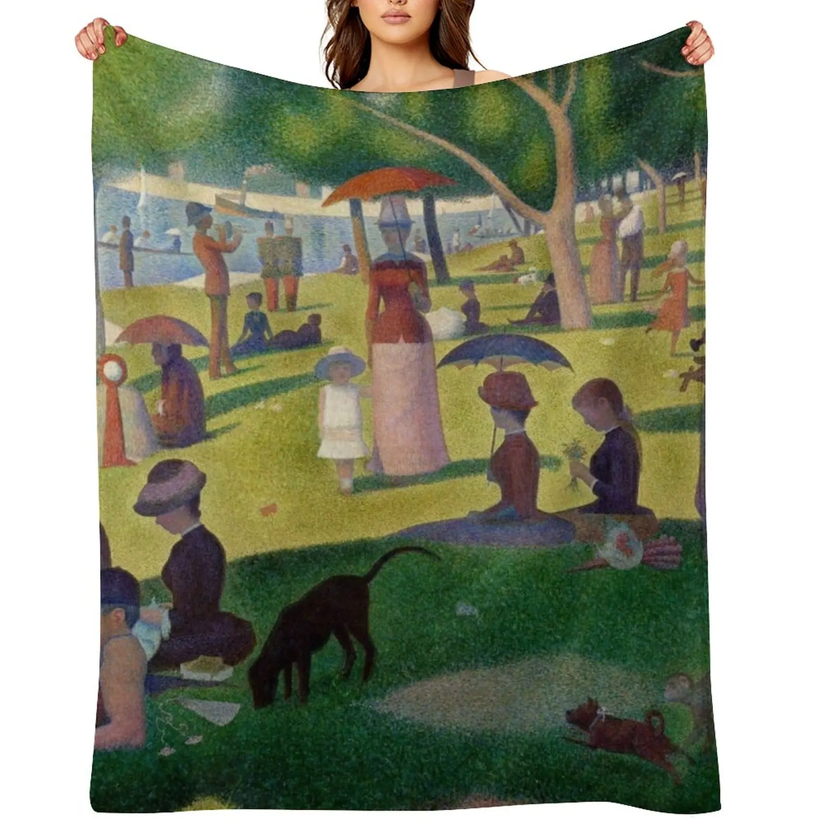 

A Sunday Afternoon on the Island of La Grande Jatte by Georges Pierre Seurat Throw Blanket Bed Bed linens Designers Blankets