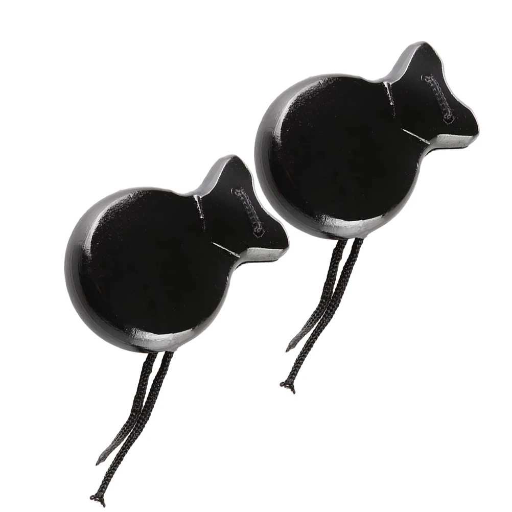 

Wooden Castanets Black Pair Small Percussion Musical Toys Kids Instruments Education Stage Performance Recording