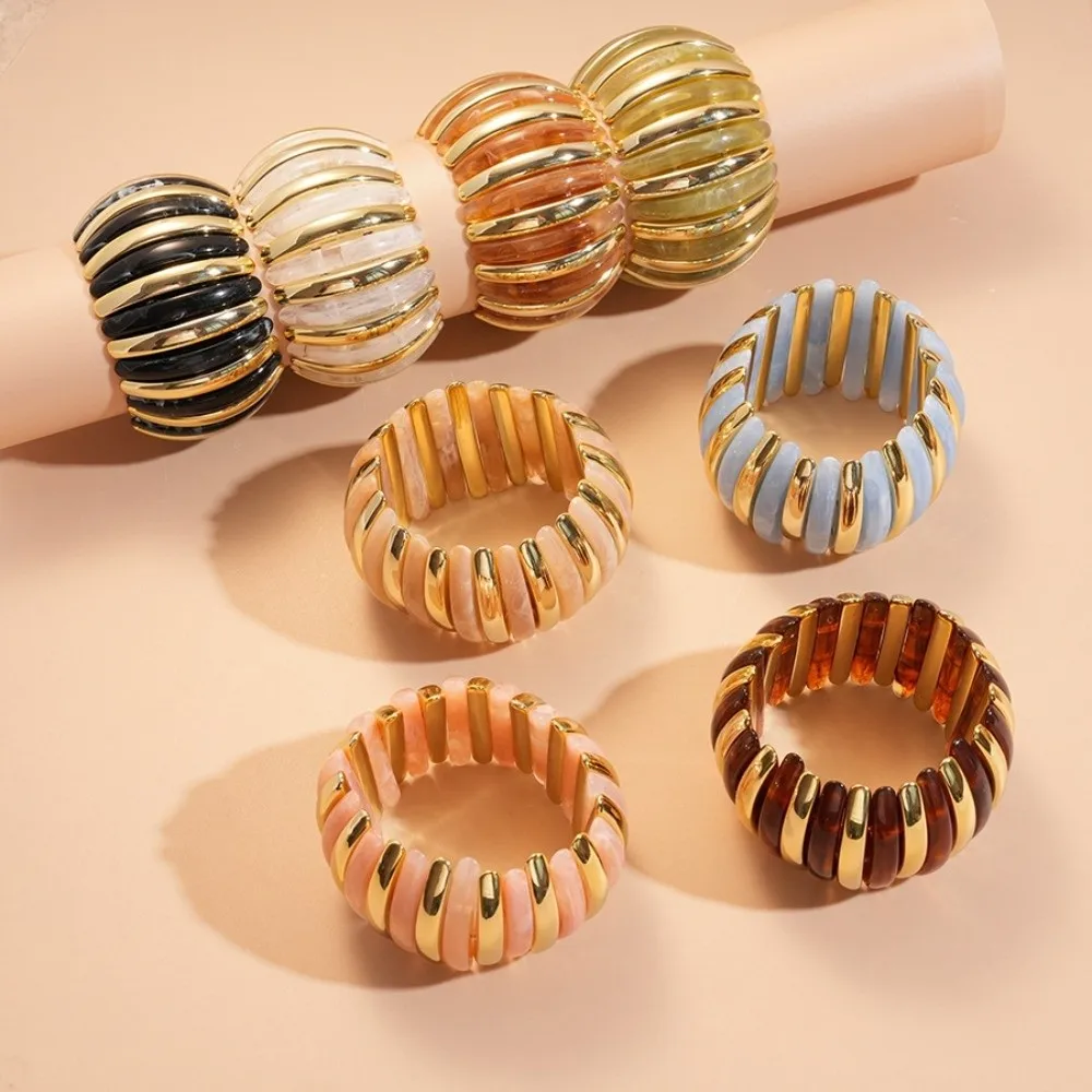 واسعة الاكريليك الإسورة البوهيمي مطاطا حبل حبة مبالغ فيها سوار أوروبا الأمريكية نمط الهيب هوب الرجعية اليد الدائري الديكور #4