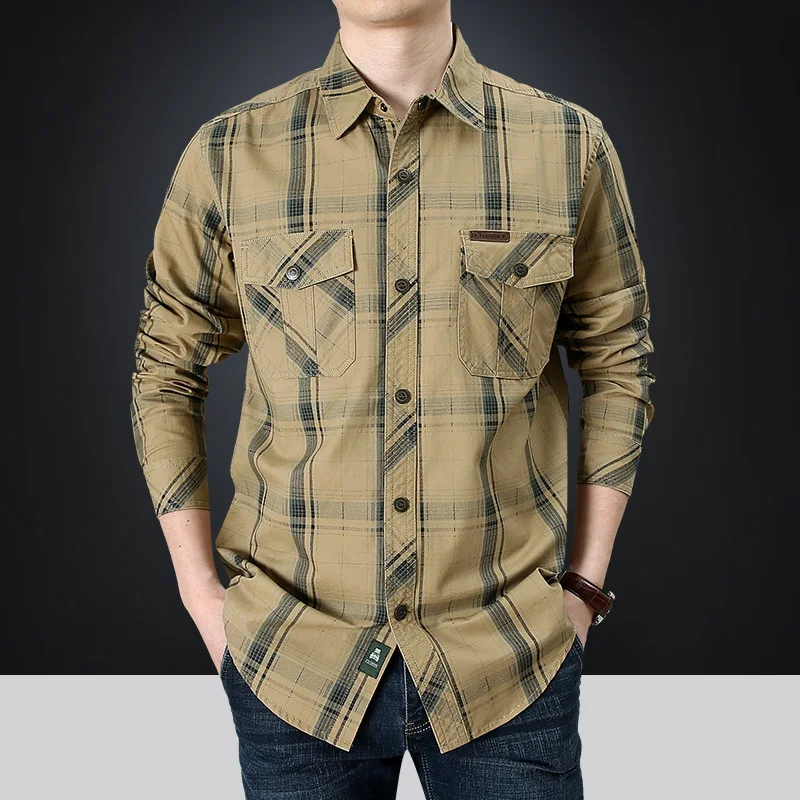 New Men\'s Plaid Shirt Oversized Male Overshirt 5XL England Pure Cotton Casual Shirts Men Clothing Leisure Shirt Blouse A2F8001