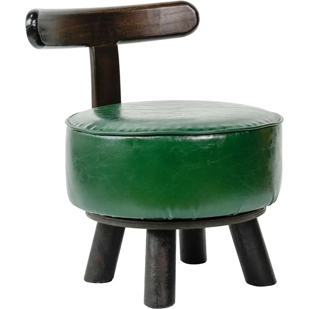 Chair Stool, Small Foot Stool, Round Ottoman Foot Rest 360° Swivel Solid Wood Low Sitting Stools Chairs