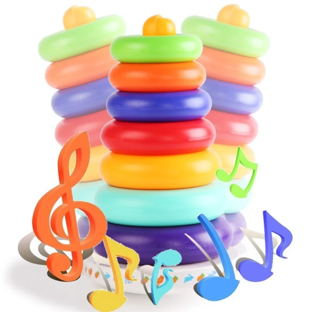 ABS Learning Stacking Ring Sensory Learning Stackable Rainbow Stacking Round Corner Early Education Color Cognitive