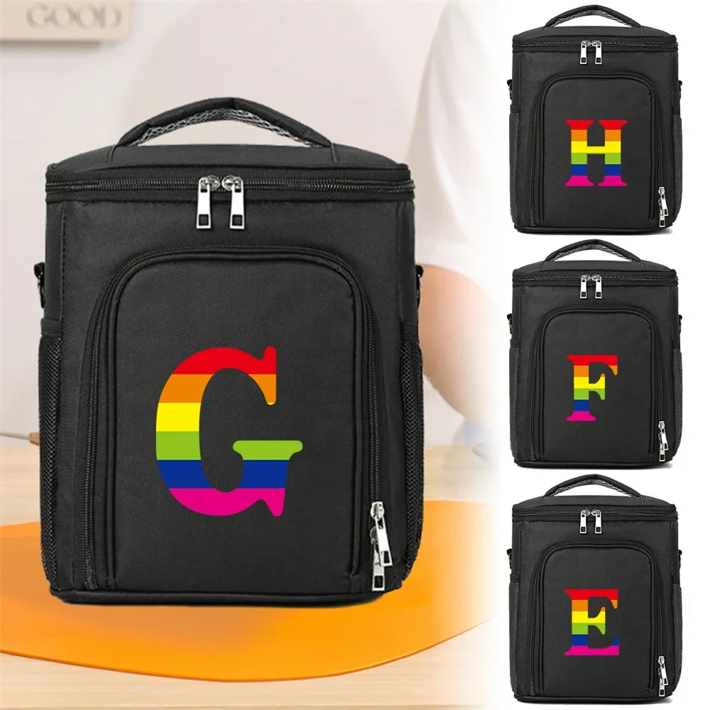 

Portable Lunch Bag Insulation Bento Pack Durable Waterproof Picnic Lunch Box Thermal Cooler Printing Rainbow Series Ice Pack