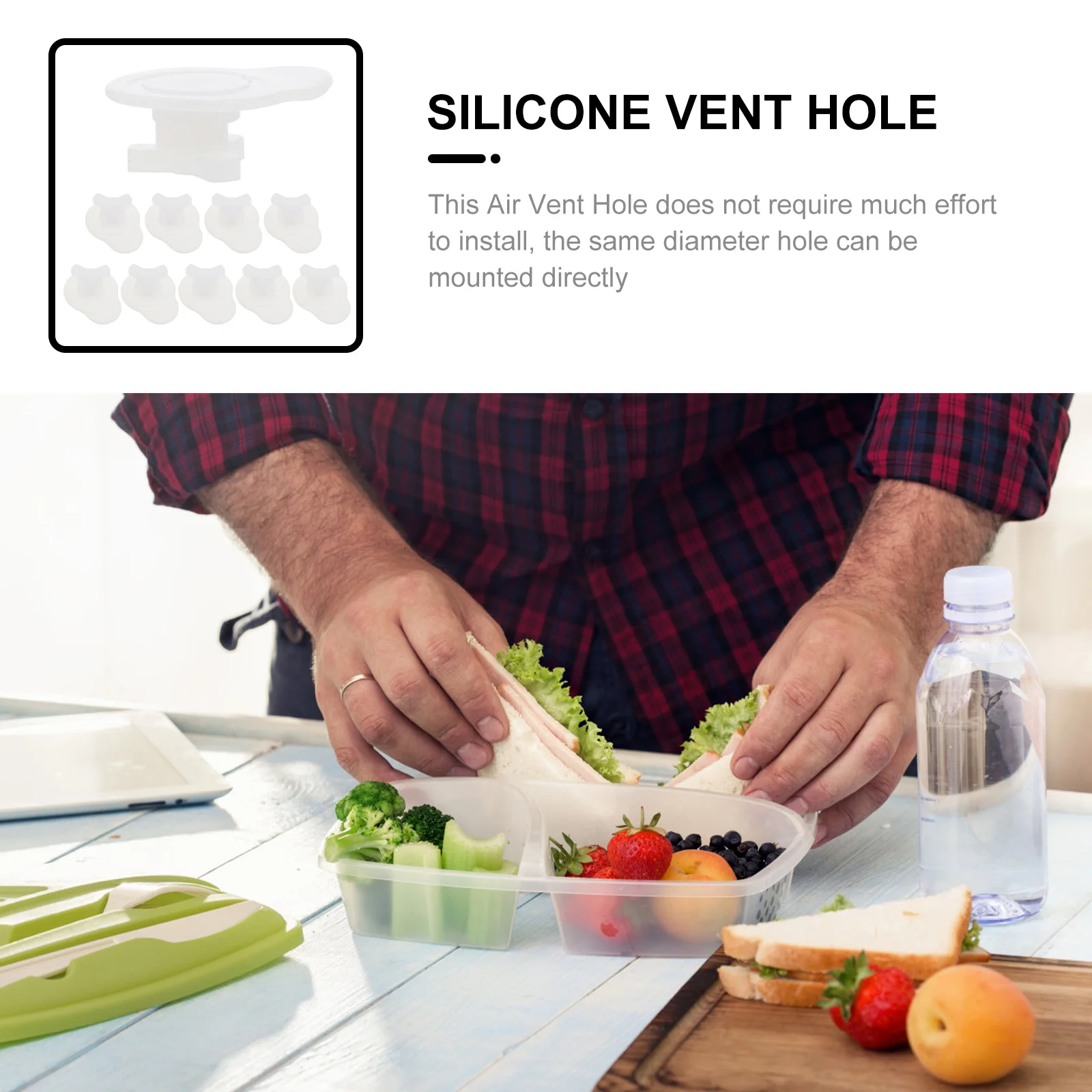 

10Pcs Compact Silicone Air Plug for Food Box Easy Install Multifunctional Air Vent Hole Replacement Silicone Vent Hole