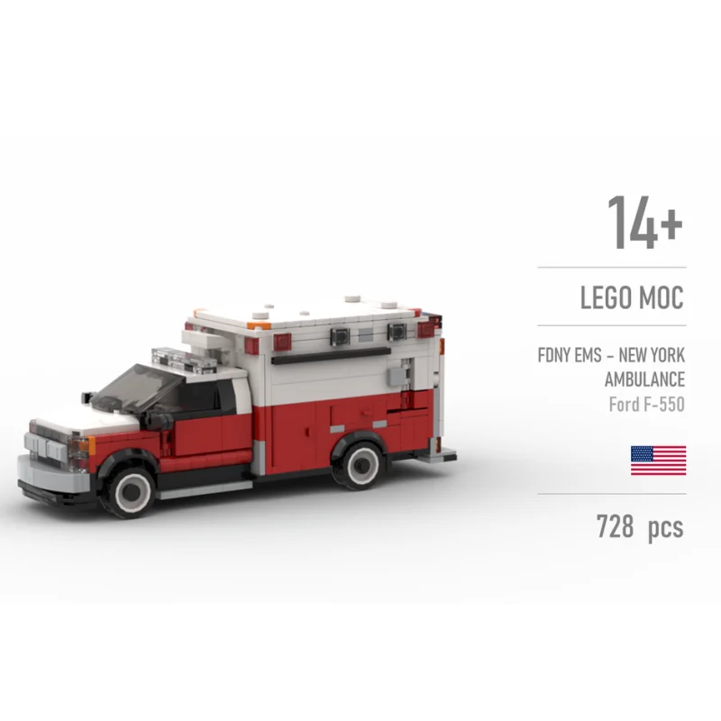 

Конструктор из мелких деталей MOC: модель скорой помощи F-550, игрушка для сборки, подарок на день рождения для детей