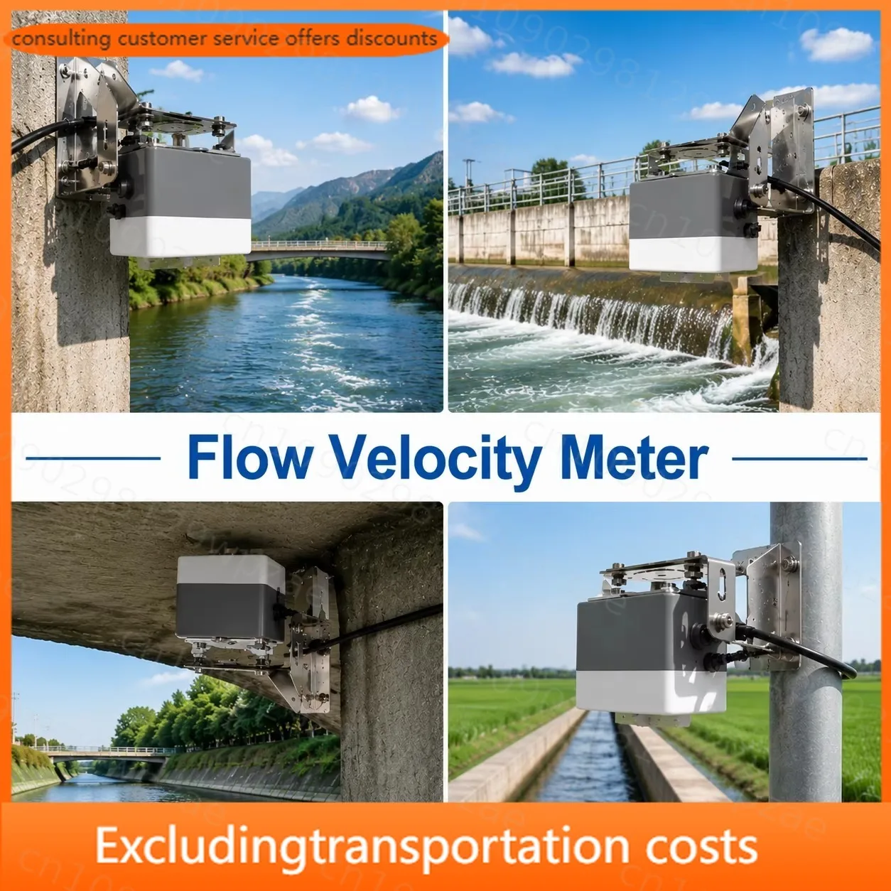24GHz Radar Current Meter Non-Contact Water Flow Velocity Sensor IP68 RS485 Modbus for Open Channel River Sewage