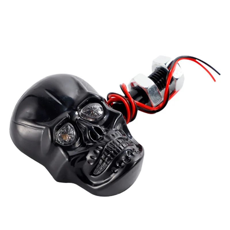 1Pair Personalized Motorcycle Accessories Refit Punk Skull Shape Turn Signal Lights Indicators Weatherproof For Most Motorcycle