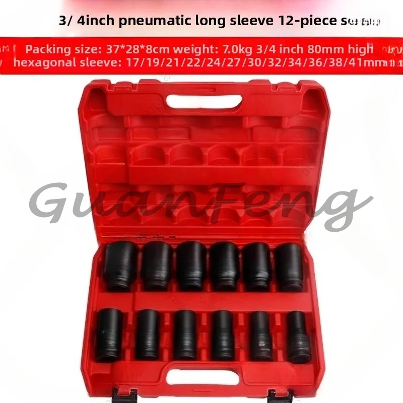 3/4 Inch Medium Wind Cannon Heavy Duty Sleeve Head Pneumatic Electric Wrench Pneumatic Hexagon Tire Sleeve Auto Repair Tool
