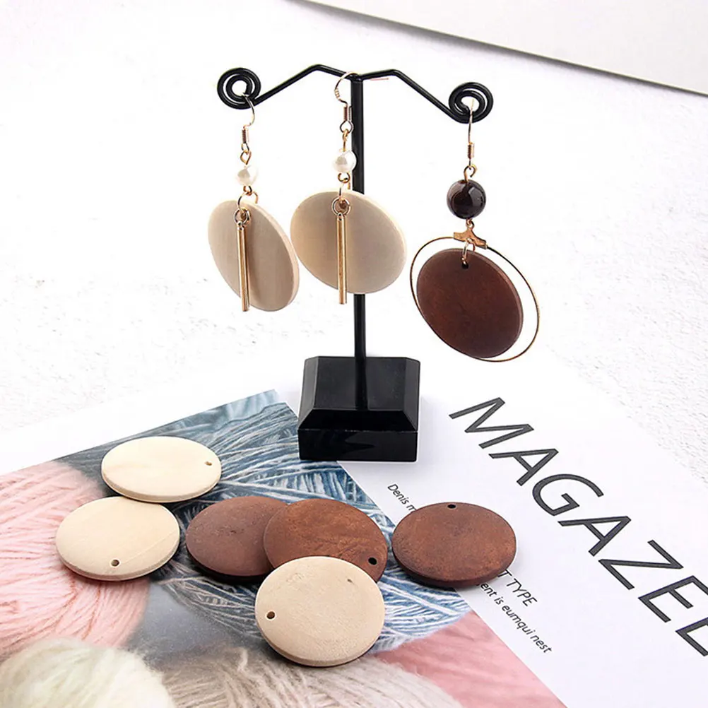 

70 Pcs Wooden Chips Round Craft Slices Accessories Unfinished Solid Hangers Tags Scrap Booking Sign Plaques Art Projects
