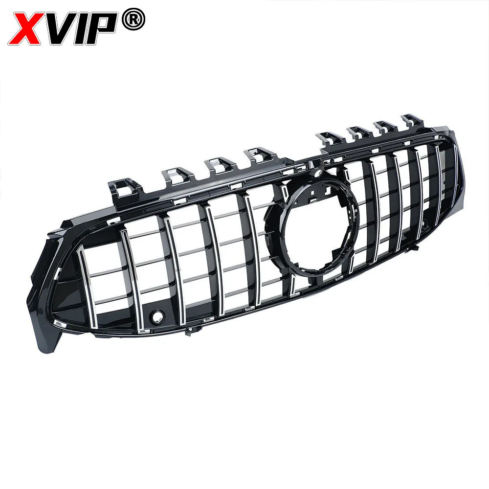 XVIP W118 GT Grille, Black Silver Front Bumper Panamericana Grill for Mercedes CLA Class 20-23 C118 Coupe, X118 Shooting Brake