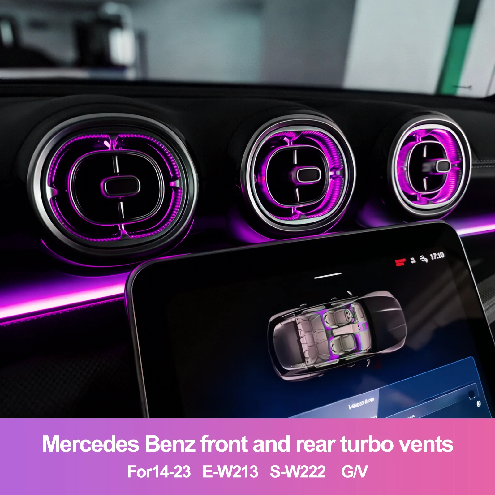 فتحات هواء توربو بإضاءة محيطة من EZoneTronics لسيارة Mercedes G/V/E/S، ترقية متوهجة OEM 1:1، مناسبة مباشرة