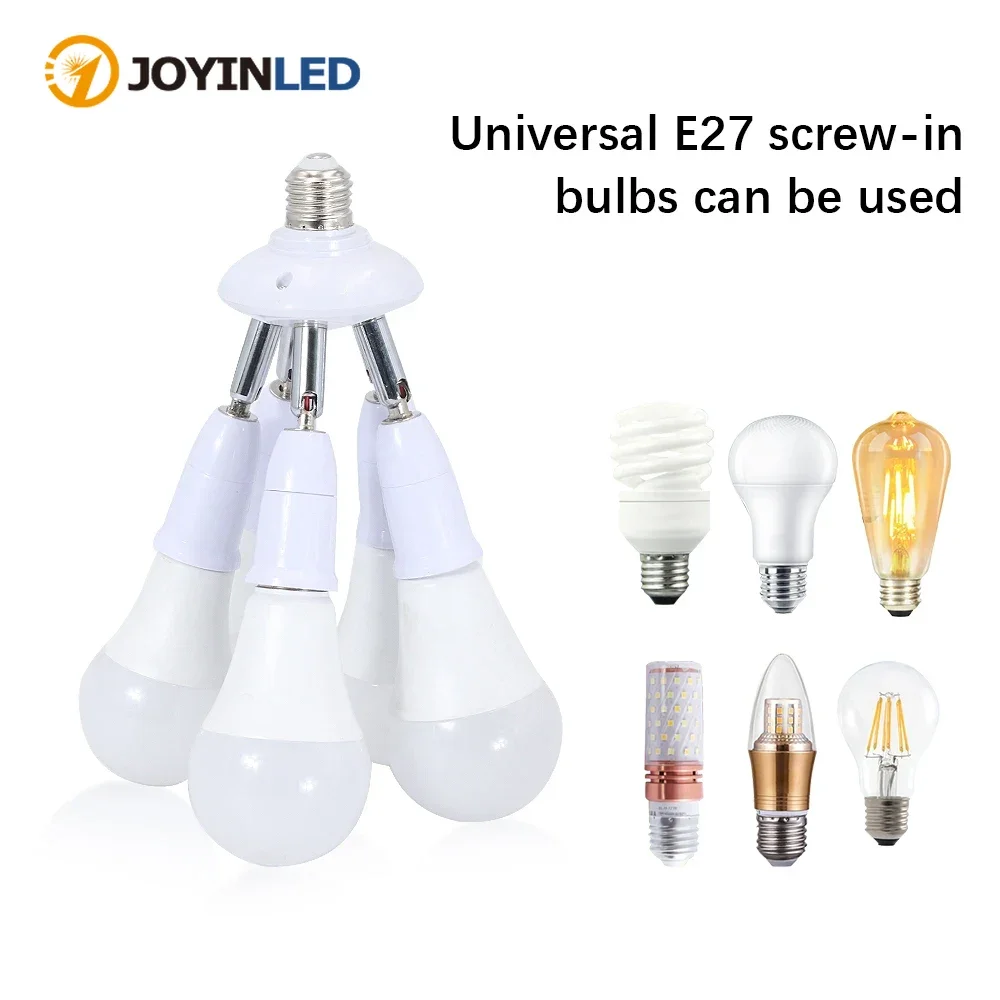 JOYINLED E27 zu E27 LED-Lampenadapter, Konverter, Lampensockel, 180 Grad drehbar, LED-Lampenverlängerung, Lampenfassung