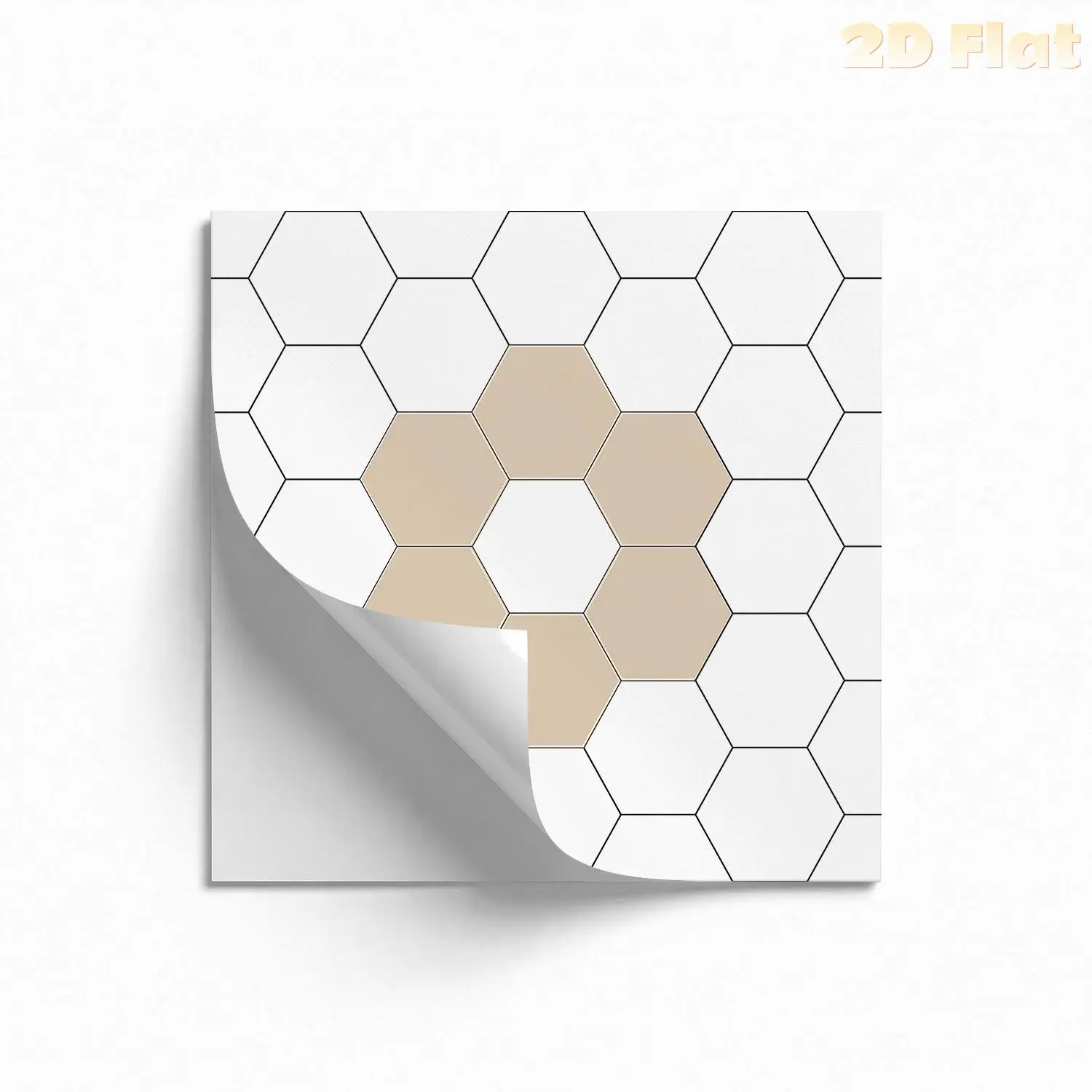

Beige White Hexagon Floor Tile Stickers, Peel and Stick Removable Vinyl Decals, Waterproof for Kitchen Bathroom Decor, 20/30cm