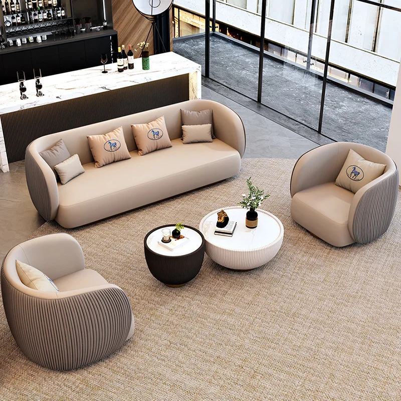 

！@Business Reception in the Hotel Lobby Lounge Area Office Furniture Sectional Couch Nordic Region Office Sofa Coffee Table Set
