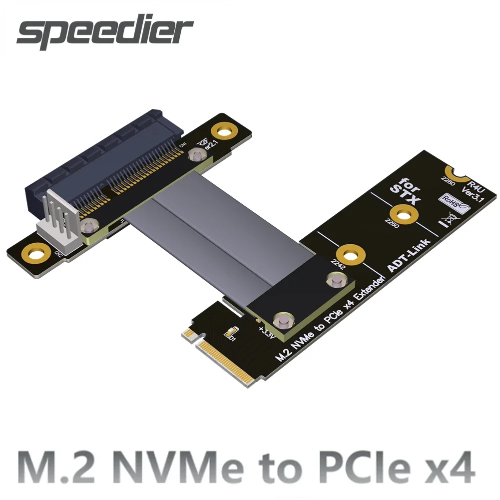 

M.2 M2 NVMe M-Key to PCI Express x4 4x Extender Adapter Jumper Cable PCIe 3.0 x4 M2 SSD for ITX Chassis GPU Graphics Video Cards