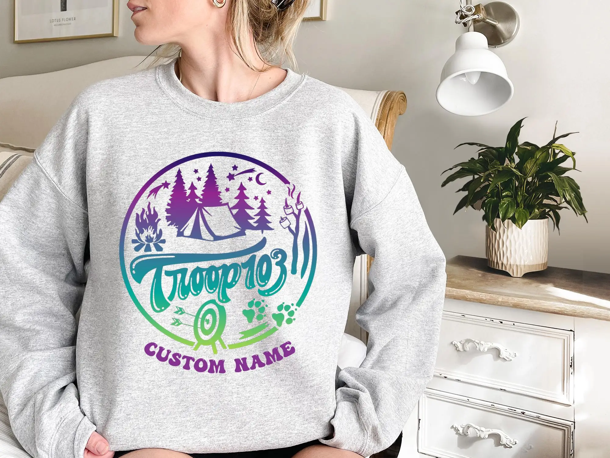 Sweat-shirt Scout personnalisé, numéro de troupe de Camp personnalisé, chemise de Camping, chemise de troupe, t-shirt de Camping pour filles