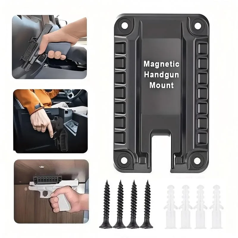 Taktische Magnetische Waffenhalterung Gummibeschichtete Buckler-Serie Auto Schreibtisch Wand Verdeckte Waffenhalterung für Handfeuerwaffen – Detail 1
