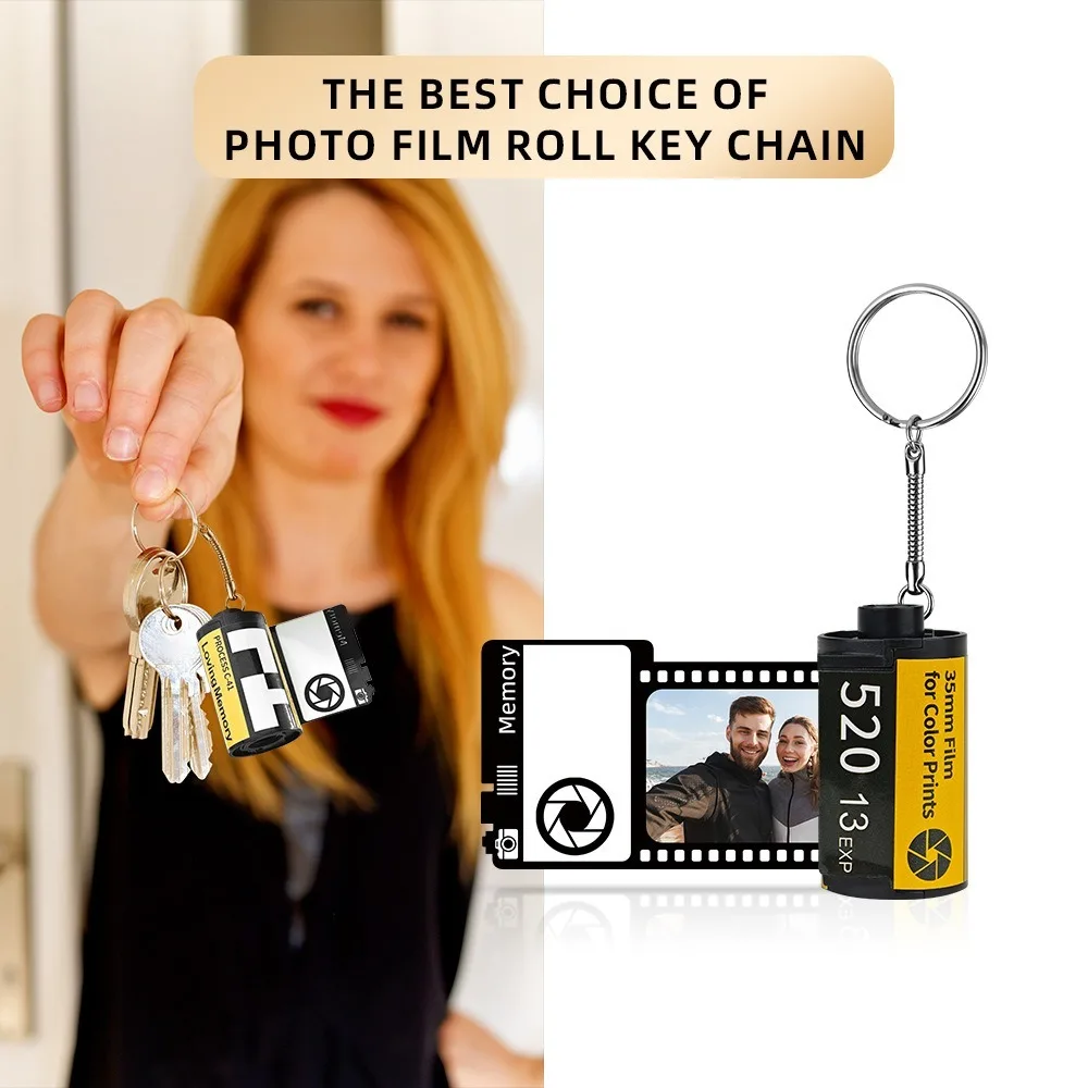 

Dye Sublimation Heat Transfer Printing Keyring DIY Double Sides Blank Camera Film Keychain Record Life Creative