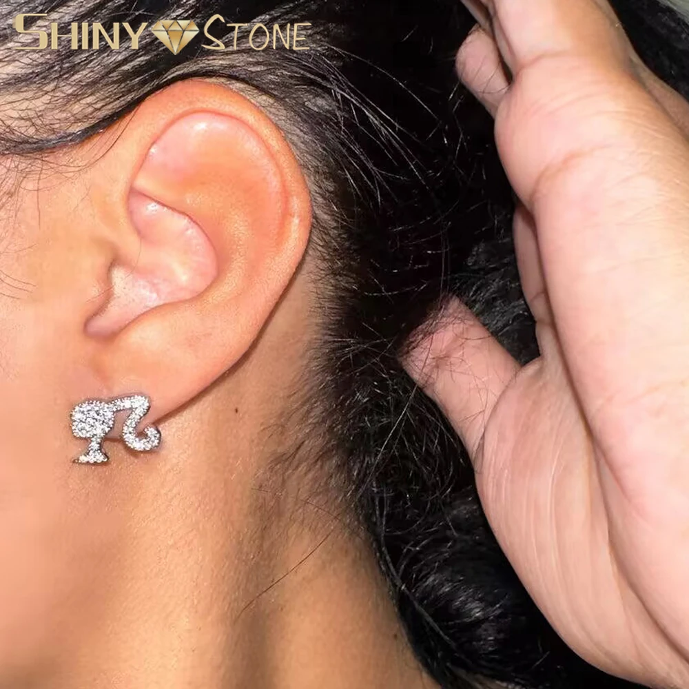 Pendientes de tuerca con forma de corazón para mujer, joyería ostentosa de estilo Hip Hop, geométrica, con incrustaciones de Circonia cúbica, 2024