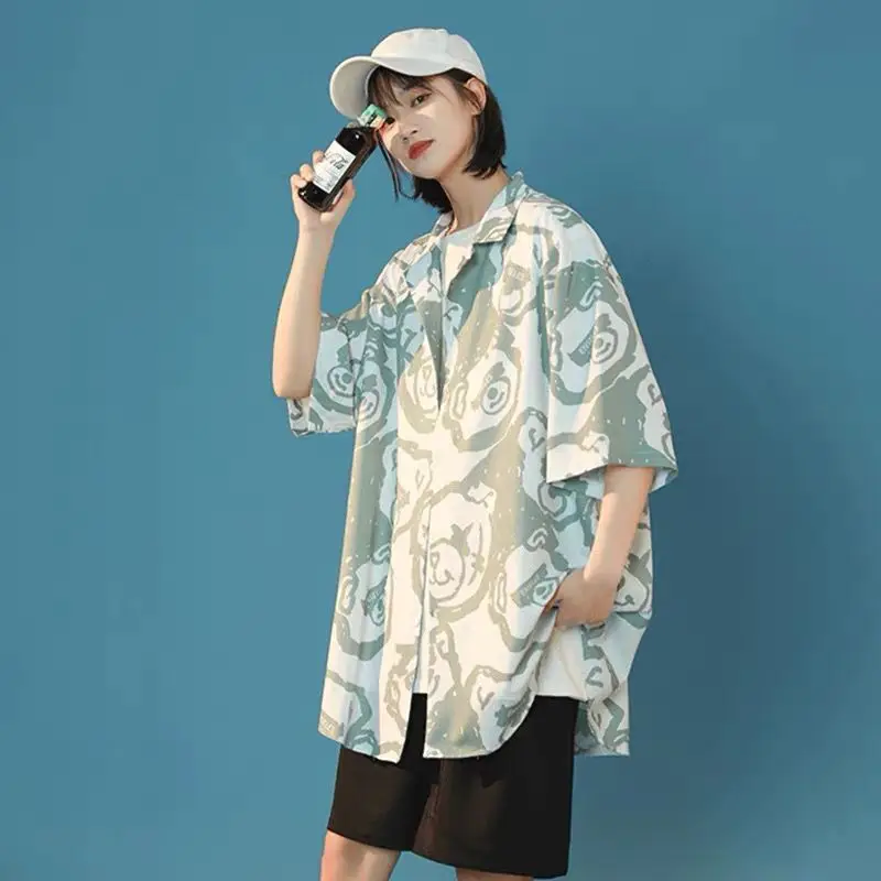 2023 camisa de manga curta masculina coreano na moda solta camisa de verão jaqueta confortável casual topo all-match boutique roupas