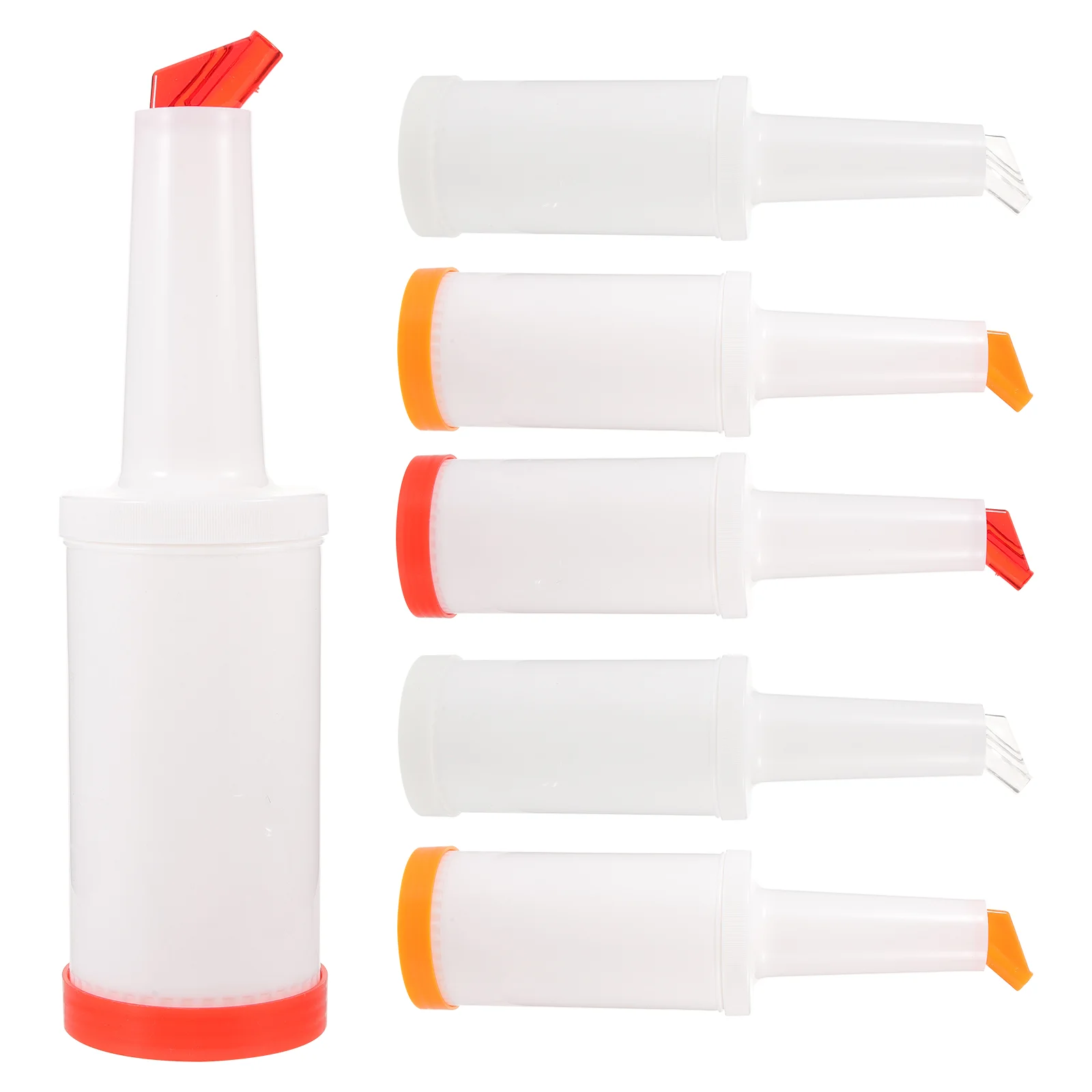 

6 Pcs Plastic Pour Bottles for Mixed Juices Syrup Sauces Vinegars Oils Leak Proof Easy to Clean for Events