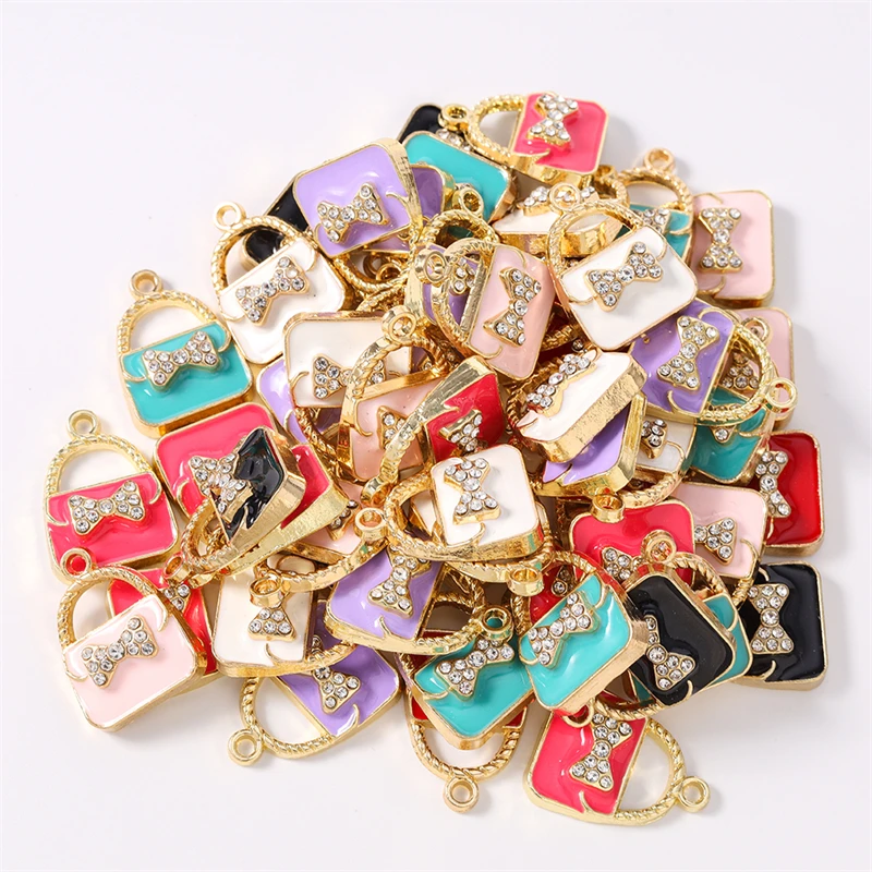 10 Stück 16x23mm Niedliche Bunte Emaille-Taschenanhänger für Ohrhänger, Halsketten, Armbänder, DIY Handgemachtes Schmuckzubehör – Detail 13