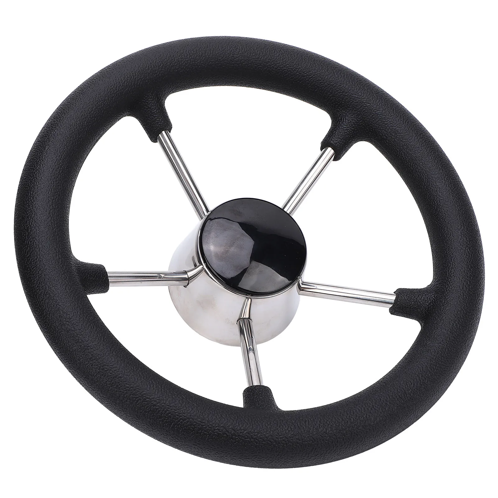 

Boat Steering Wheel 11Inch 5Spoke 25° Stainless Steel for Yacht Pontoon with Cap Foam Grip Marine OEM Replacement Accessory