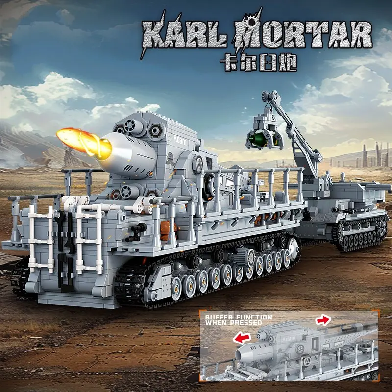 

New War King Weapon armored vehicle FC4303 Karl Mortar gun Track car Boy intelligence Assembly building block toy gift