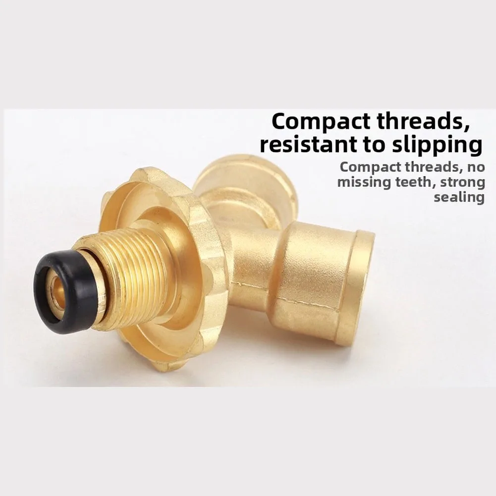 Rass Propane Y Splitter Adapter For BBQ Gas Burner, Leak=Proof Quick Connect Cylinder Bottle Adapter For Camping & Grilling