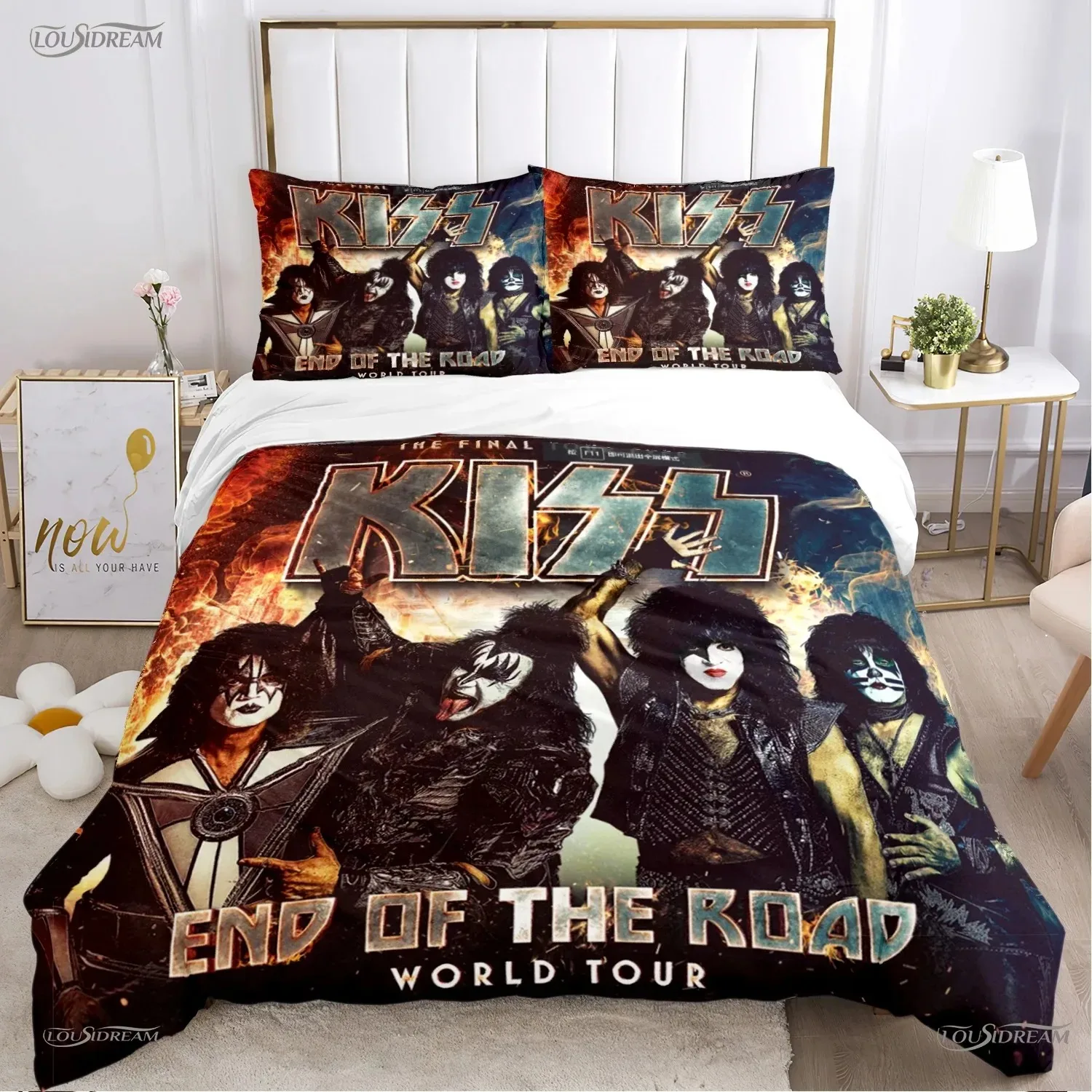 

Kiss Band Bedding Set Single Rock Band Printed Set With Pillowcase Bed Duvet Cover Soft Single Double Queen Super King Size 012