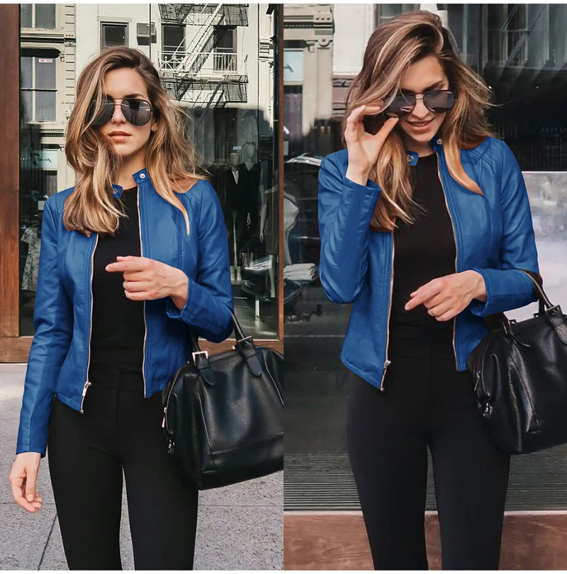 VOLALO Autumn Jacket Women Coat Jacket PU Leather Outwear Fashion Short Coat Thin Female Jacket Coat 2024