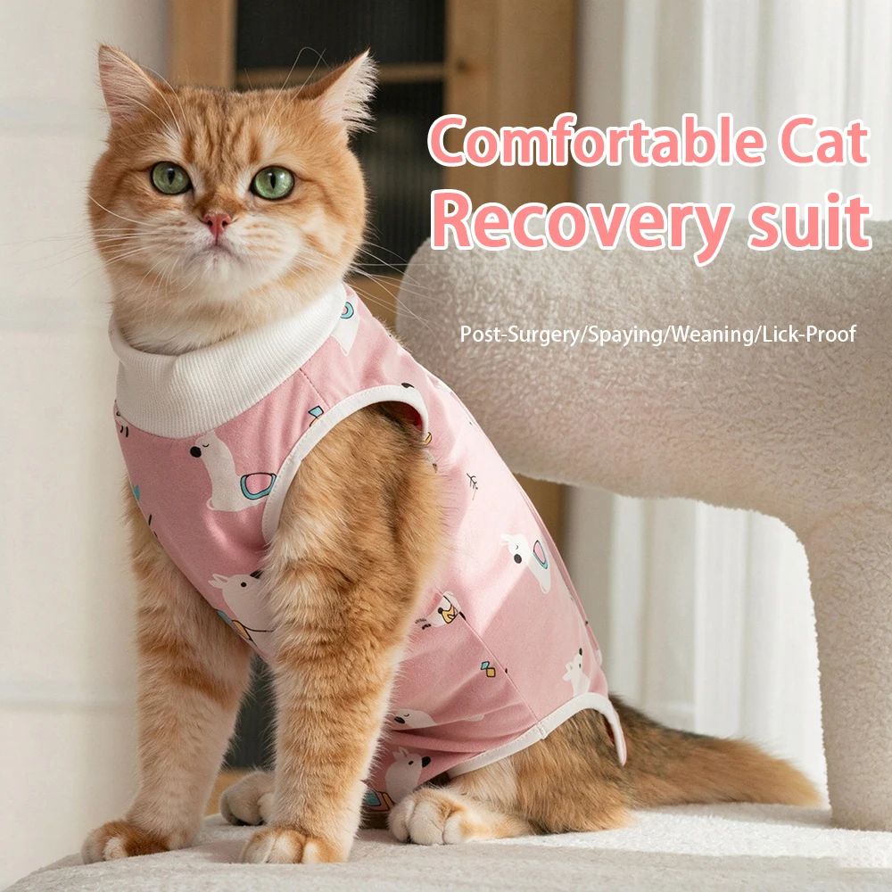 Cat Post-surgery Recovery Suit, Soft Breathable Kitten Surgical Recovery Clothing Anti-Licking Pet Onesie Recovery Suit