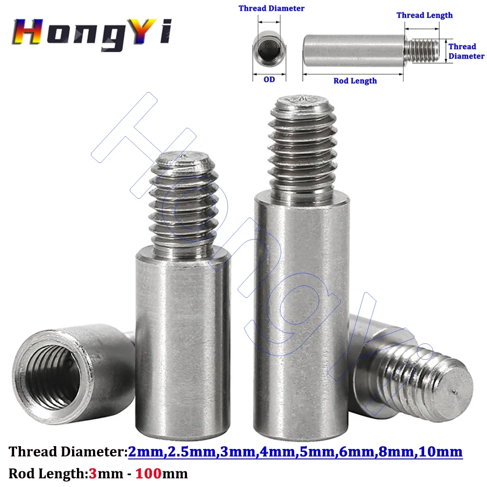 304 Stainless Steel Round PCB Standoff Spacer M2 M2.5 M3 M4 M5 M6 M8 M10 Threaded Pillar Male to Female Screw Single Head Column