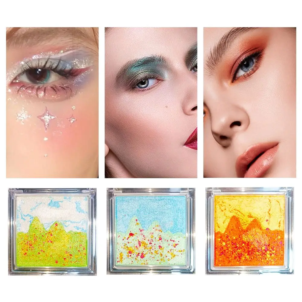 Gradient Landscape Eyeshadow Palette Long Lasting Brighten Pearlescent Eye Plate Glitter Waterproof Shimmer Eye Shadow Powder