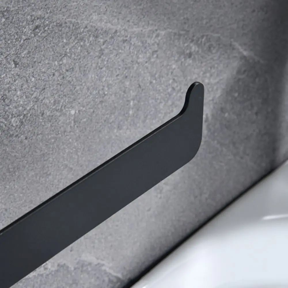 

Golden Finish Towel Holder Self Adhesive No Drill Bathroom Rack Punching Design Black Finish Bath Accessories Bathroom Use