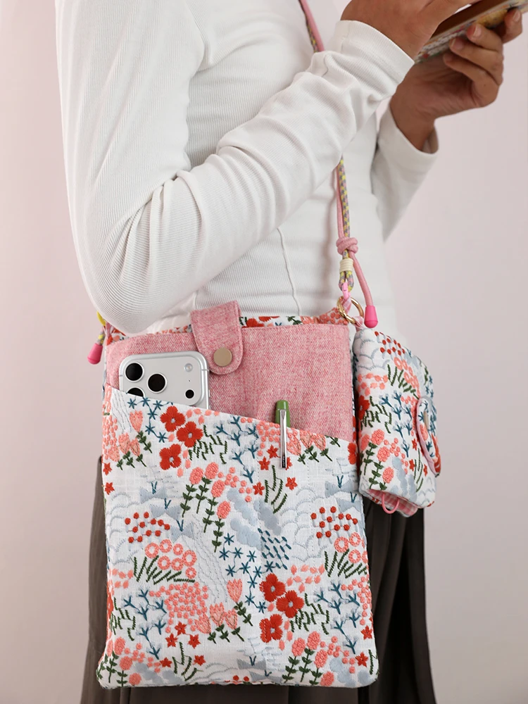 

Convenient Two-In-One Book Reading Pen Bag Notebook Storage Pouch Single oulder Mobile Phone Bag for Students A5 Book Stora...