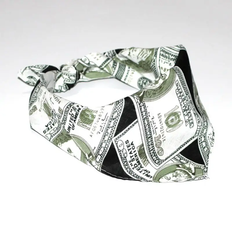 Hip Hop Cotton Multi-Purpose Bandana Square Scarf Dollar Money 3D Printed Headband Wrap Handkerchief for Men Dropshipping